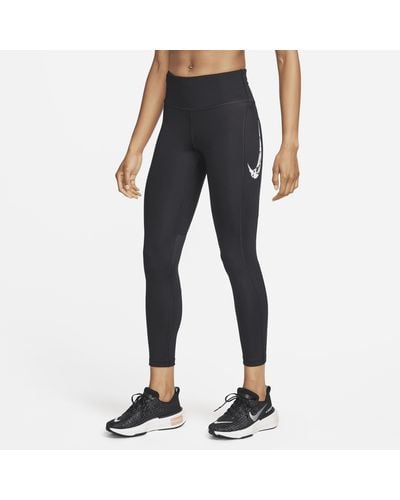 Nike Fast Mid-rise 7/8 Running Leggings With Pockets - Blue