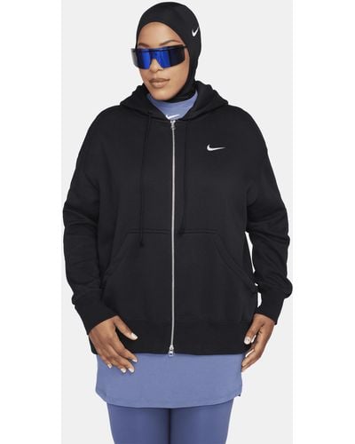 Nike Felpa oversize con cappuccio e zip a tutta lunghezza sportswear phoenix fleece - Nero