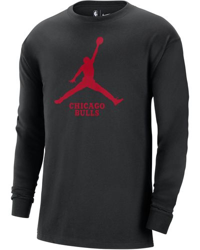 Nike T-shirt a manica lunga chicago bulls essential jordan nba - Grigio