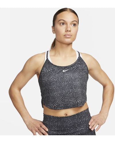 Nike Dri-fit One Printed Crop Tank Top 50% Recycled Polyester - Grey