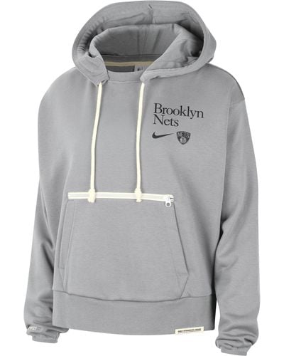 Nike Brooklyn Nets Standard Issue Dri-fit Nba Pullover Hoodie Cotton - Gray
