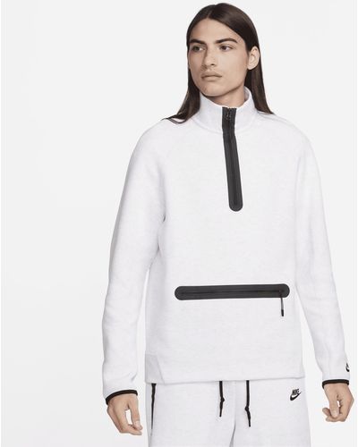 Nike Felpa con zip a metà lunghezza sportswear tech fleece - Bianco
