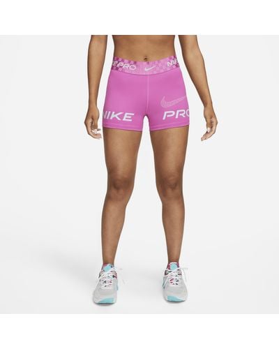 Nike Pro Dri-fit Mid-rise 3" Graphic Training Shorts - Pink