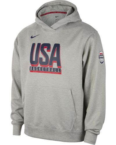 Nike Usa Training Basketball Fleece Hoodie Cotton - Grey