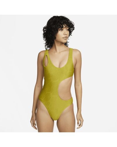 Nike Swimming animal tape bikini top in green