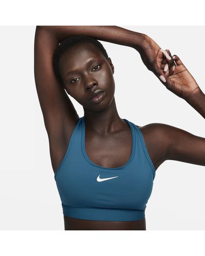Nike Bra imbottito swoosh medium support - Blu