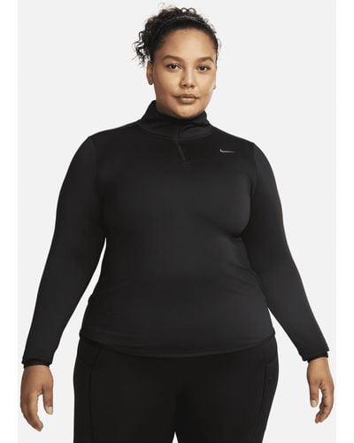 Nike Dri-fit Swift Element Uv 1/4-zip Running Top (plus Size) - Black