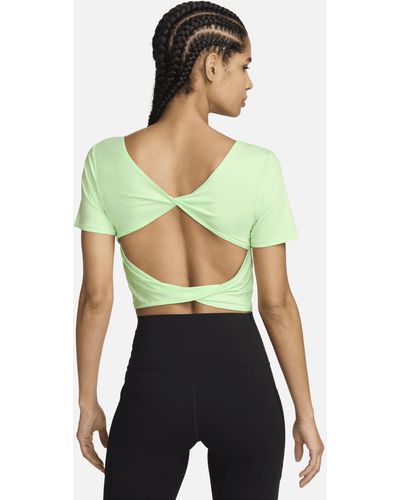 Nike One Classic Dri-fit Short-sleeve Cropped Twist Top - Green
