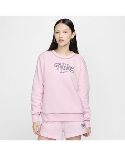 Nike Sportswear Crew-neck Fleece Sweatshirt Polyester - Pink