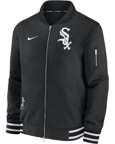 Nike Chicago White Sox Authentic Collection Mlb Full-zip Bomber Jacket - Black