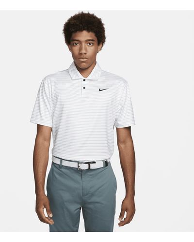 Nike Tour Dri-fit Striped Golf Polo - White