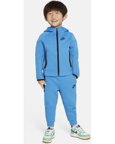 Nike Sportswear Tech Fleece Full-zip Set Toddler 2-piece Hoodie Set Polyester - Blue