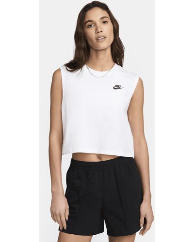 Nike Sportswear Club Sleeveless Cropped Top - White