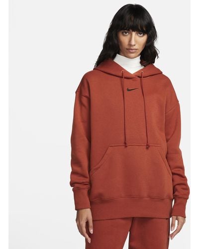Nike Felpa pullover oversize con cappuccio sportswear phoenix fleece - Arancione