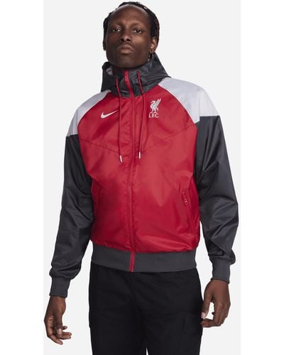 Nike Giacca da calcio in tessuto con cappuccio liverpool fc sport essentials windrunner - Rosso