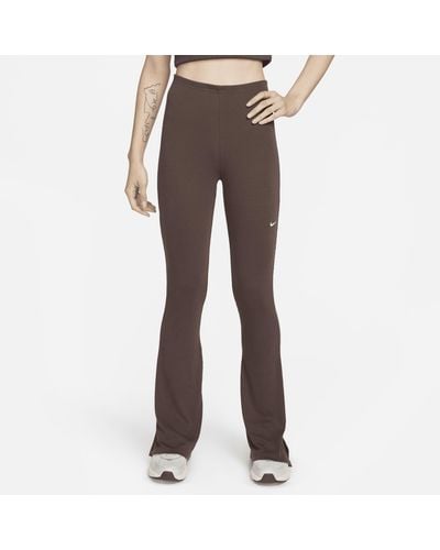 Nike Sportswear Chill Knit Tight Mini-rib Flared Leggings - Brown