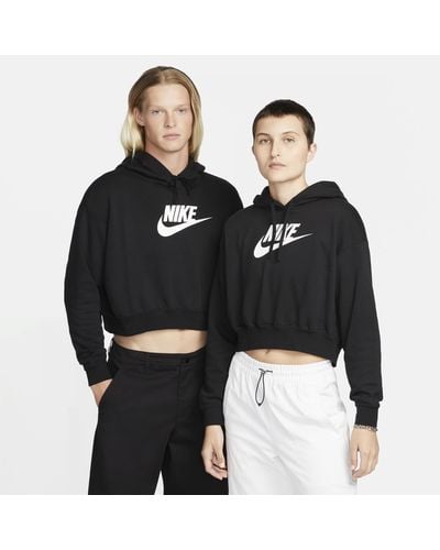 Nike Sportswear Club Fleece Oversized Crop Graphic Hoodie - Black