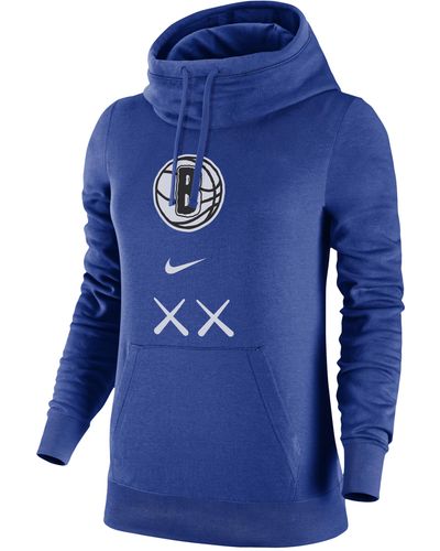 Nike Brooklyn Nets Club Fleece 2023/24 City Edition Nba Funnel-neck Hoodie - Blue