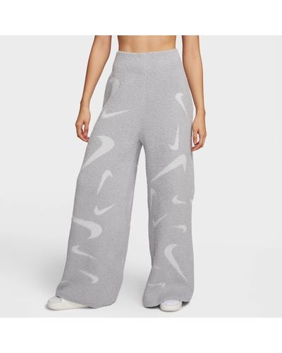 Nike Sportswear Phoenix Cozy Bouclé High-waisted Wide-leg Knit Pants - Gray