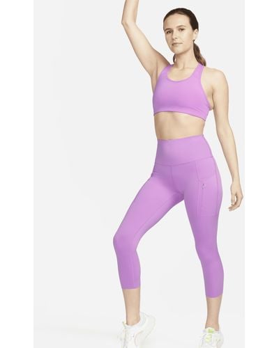 Nike Women's Go Firm-support High-waisted Cropped Leggings With Pockets In  Purple