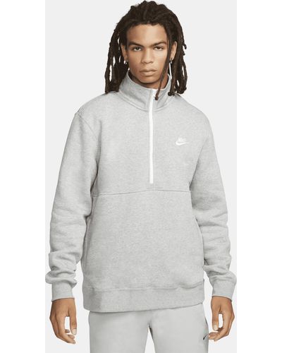 Nike Sportswear Club Brushed-back 1/2-zip Sweatshirt Cotton - Gray