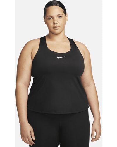 Nike Swoosh Medium-support Padded Sports Bra Tank Top (plus Size) - Black