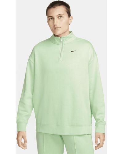 Nike Sportswear Oversized Top Van Fleece Met Korte Rits - Groen