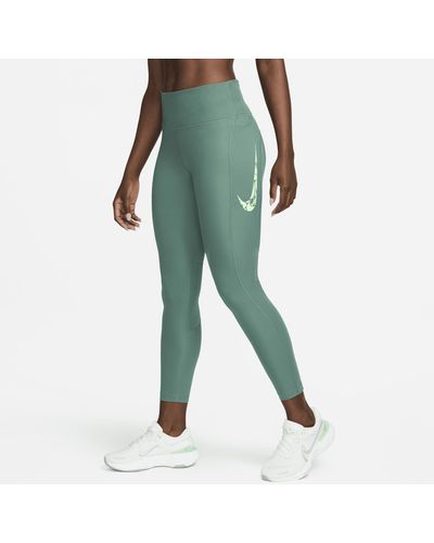 Nike Fast Mid-rise 7/8 Running leggings With Pockets Polyester - Green