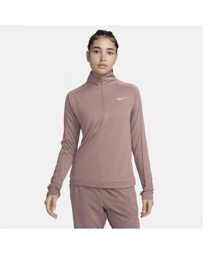 Nike Felpa pullover con zip a 1/4 dri-fit pacer - Marrone