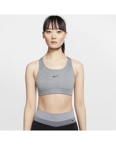 Nike Dri-fit Swoosh Medium-support 1-piece Pad Sports Bra - Gray