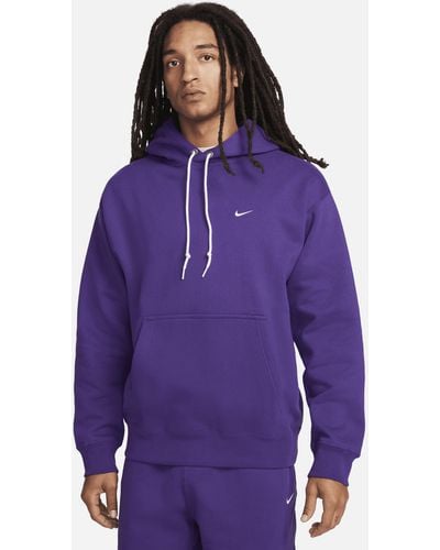 Nike Solo Swoosh Fleece Pullover Hoodie - Purple