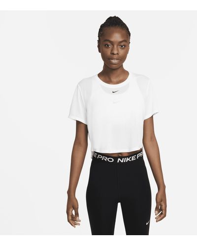 Nike Dri-fit One Standard Fit Short-sleeve Cropped Top - White