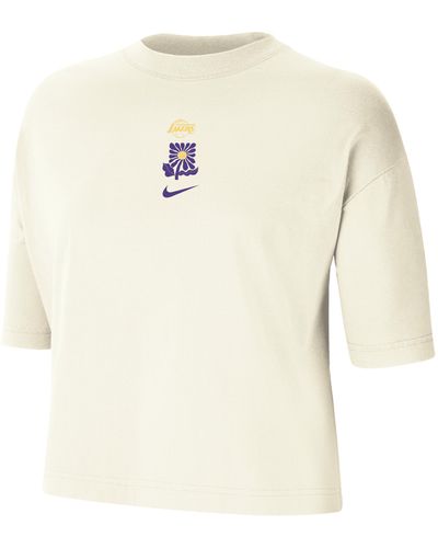 Nike Los Angeles Lakers Courtside Nba Boxy T-shirt - Natural