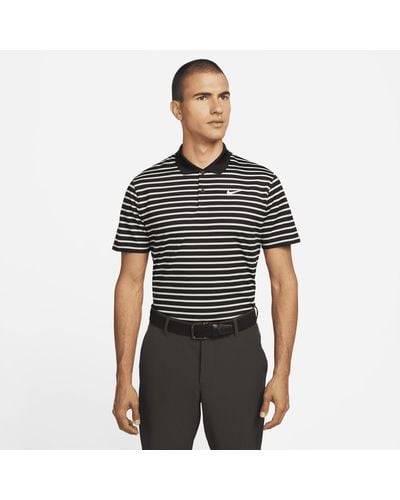 Nike Dri-fit Victory Striped Golf Polo - Black
