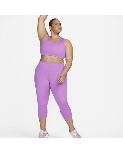 Nike Go Firm-support High-waisted Cropped Leggings With Pockets (plus Size) - Purple