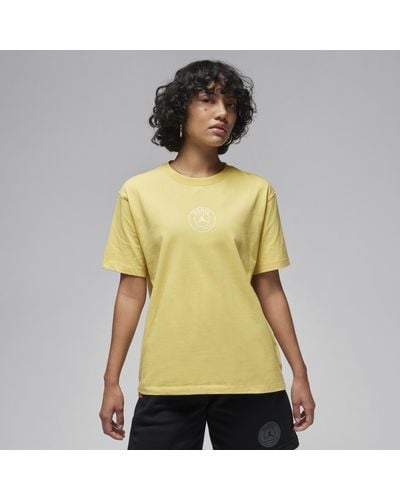 Nike Paris Saint-germain Jordan Football Graphic T-shirt Cotton - Yellow