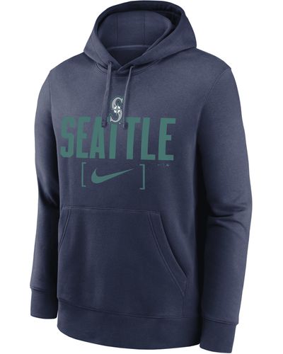 Nike Seattle Mariners Club Slack Mlb Pullover Hoodie - Blue