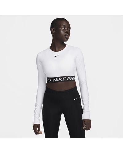Nike Pro Dri-fit Cropped Long-sleeve Top - White