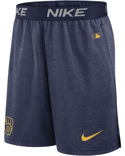 Nike Milwaukee Brewers Authentic Collection Practice Dri-fit Mlb Shorts - Blue