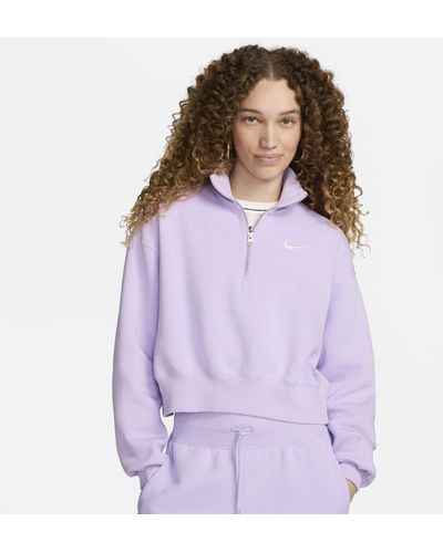 Nike Sportswear Phoenix Fleece 1/2-zip Cropped Sweatshirt - Blue