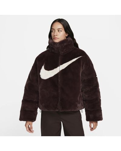 Nike Sportswear Essential Oversized Faux Fur Puffer - Brown