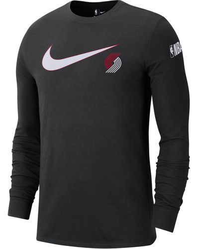 Nike Portland Trail Blazers Swoosh Essential Nba Long-sleeve T-shirt - Black