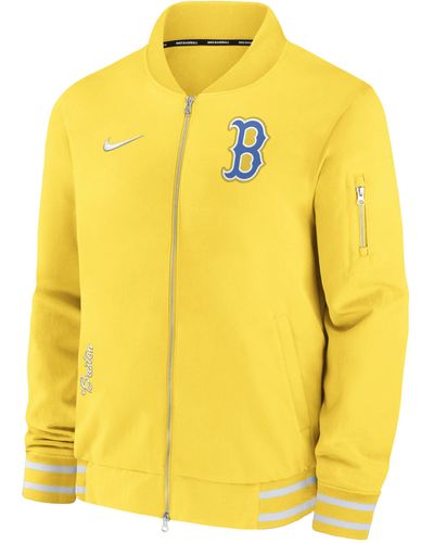Nike Boston Red Sox Authentic Collection City Connect Game Time Mlb Full-zip Bomber Jacket - Yellow