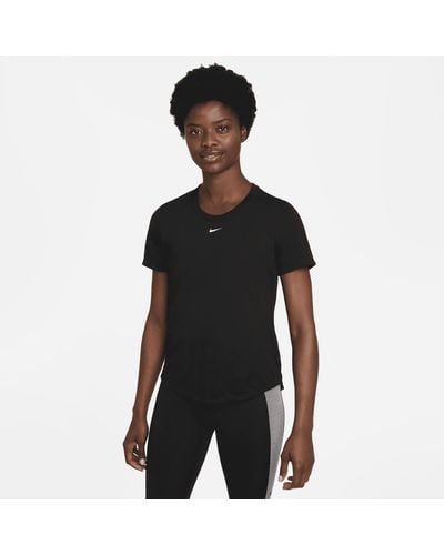 Nike Dri-fit One Standard-fit Short-sleeve Top Polyester - Black