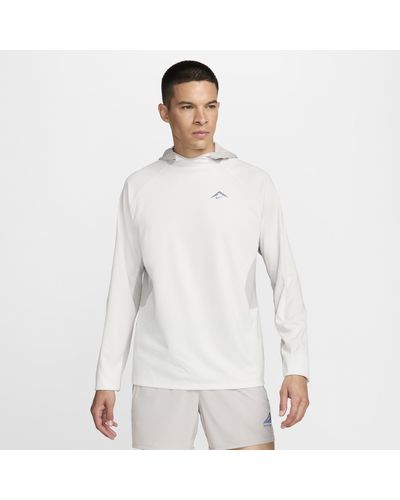 Nike Trail Dri-fit Uv Long-sleeve Hooded Running Top Polyester - White