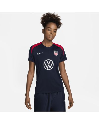 Nike Usmnt Strike Dri-fit Soccer Short-sleeve Knit Top - Blue
