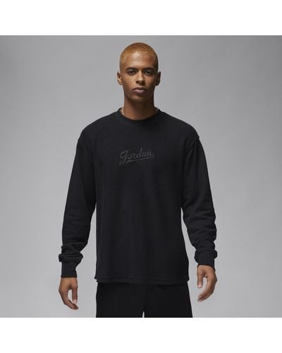 Nike Jordan Flight Mvp Long-sleeve Fleece Top Cotton - Black