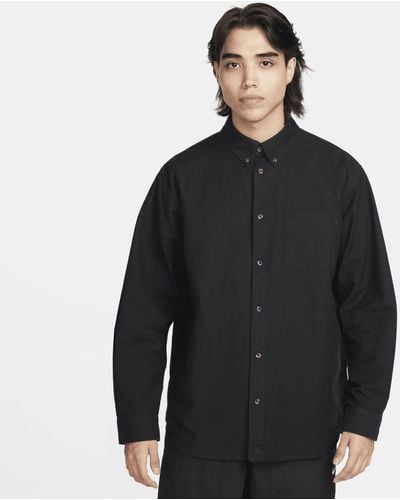 Nike Life Oxford-overhemd Met Lange Mouwen En Knoopsluiting - Zwart