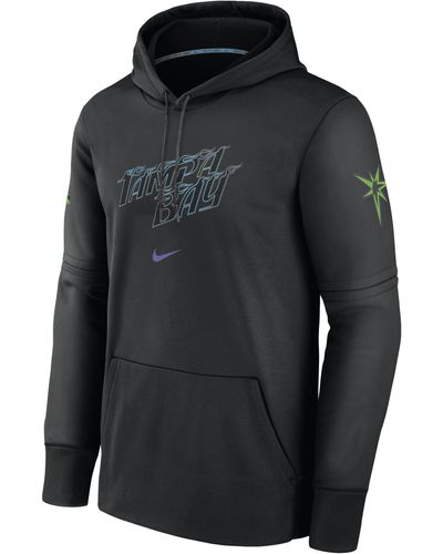 Nike Tampa Bay Rays City Connect Practice Therma Mlb Pullover Hoodie - Black