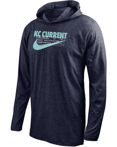 Nike Kansas City Current Soccer Long-sleeve Hooded T-shirt - Blue